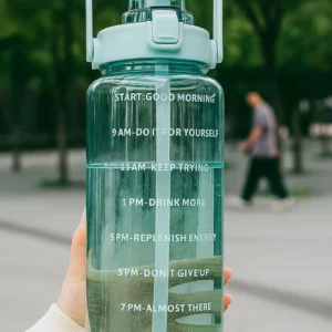 DFit 2 Liter Transparent Motivational leakproof BPA Free marker gym water bottle 2000 ml Plastic Bottle