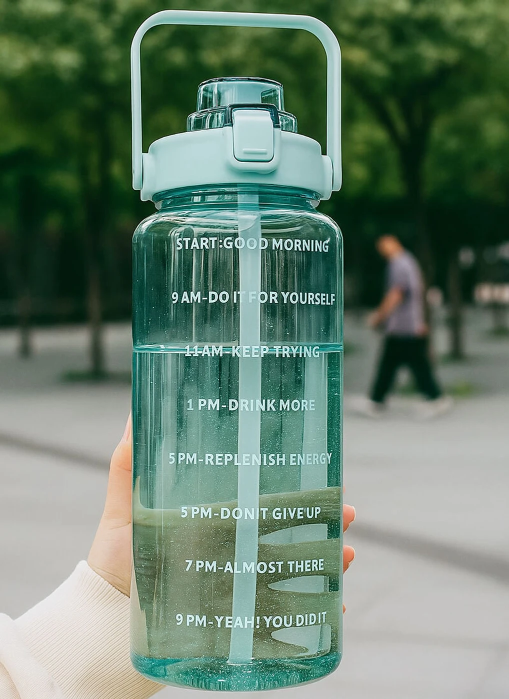 DFit 2 Liter Transparent Motivational leakproof BPA Free marker gym water bottle 2000 ml Plastic Bottle