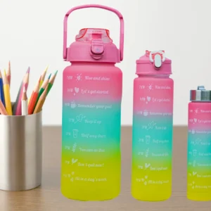 DFit Leakproof Unbreakable Travel & Gym Big Water Bottle set of 300ml,900ml, 2000 ml Plastic Bottle